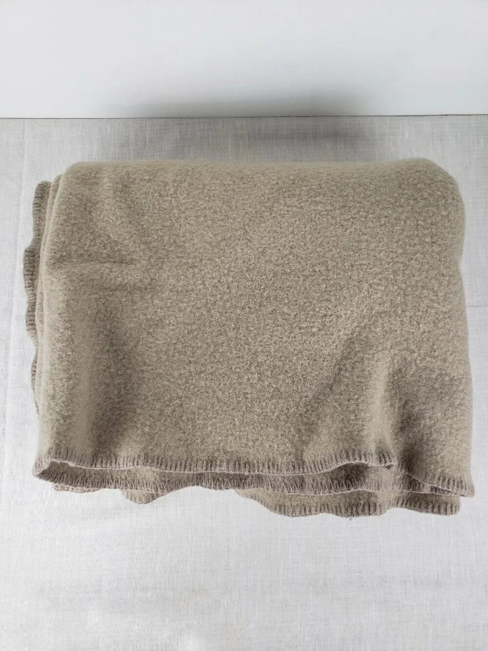 Faribault Woolen Mills Throw Blanket Beige 100% Virgin Wool 59x71